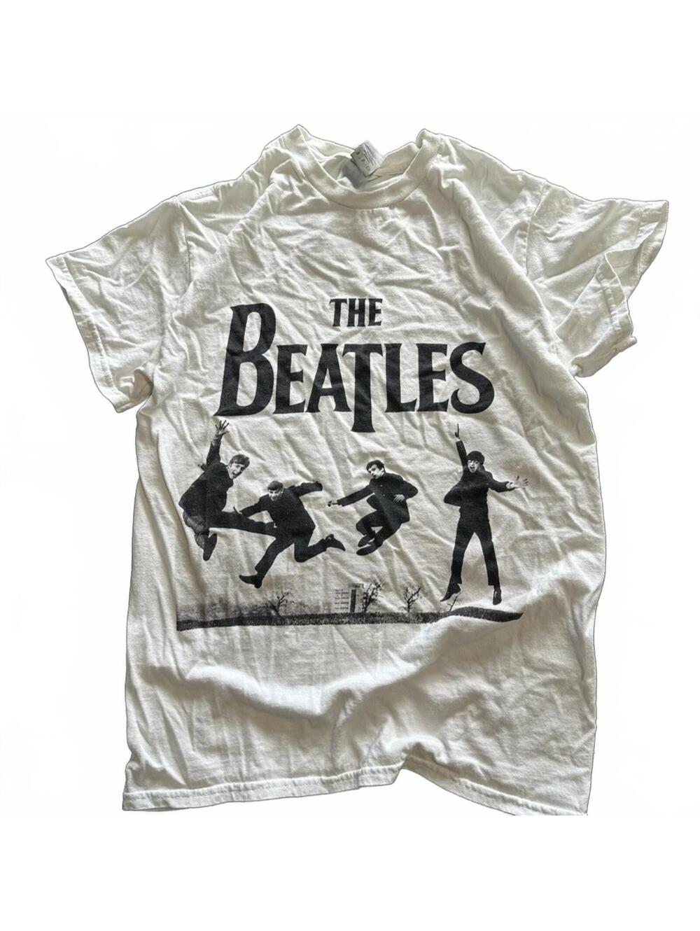 The Beatles Band T-Shirt White Black Graphic